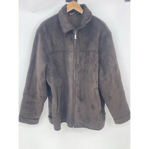 Mens Sz XXL Faux Suede Weatherproof Brown Coat Jacket Sherpa Lined